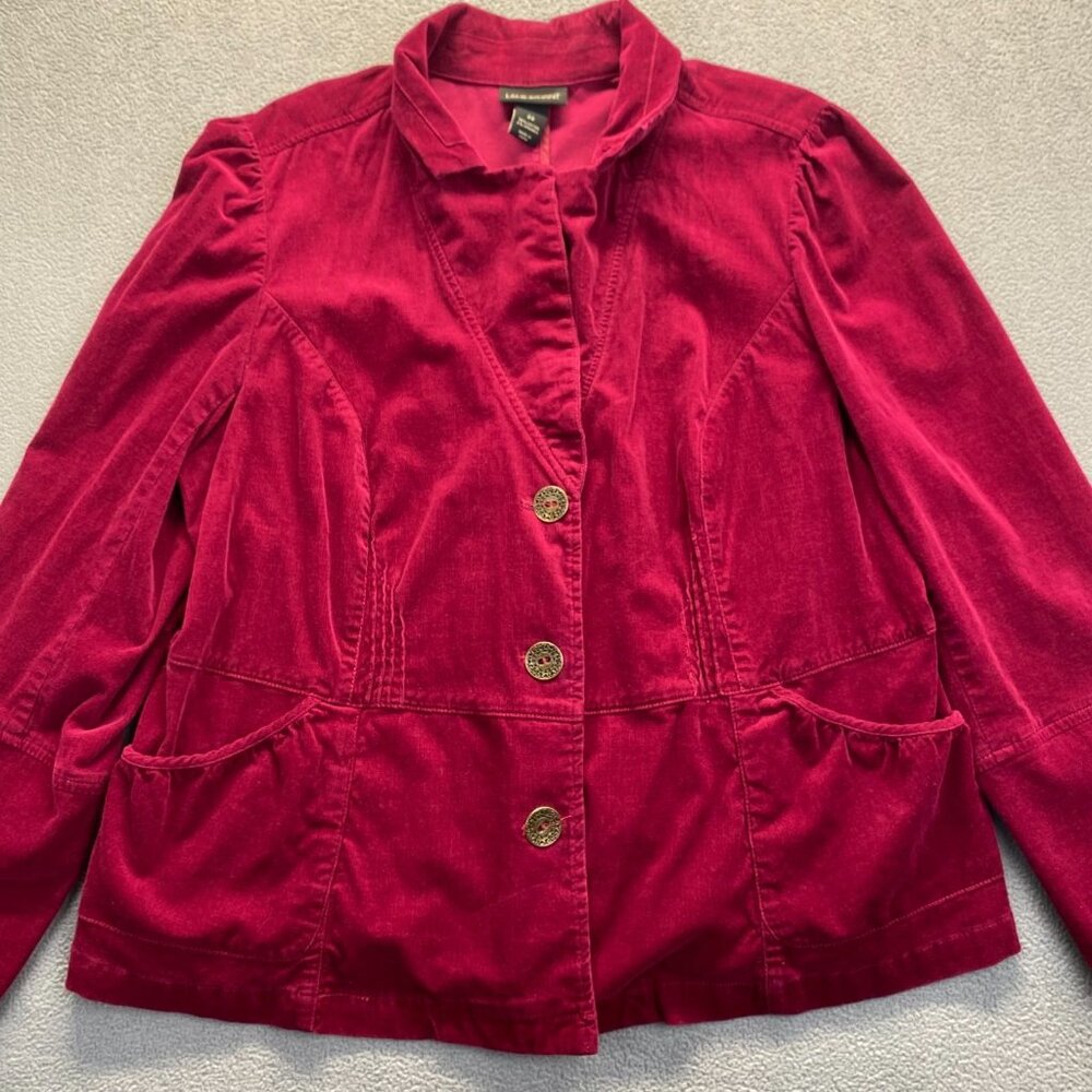 Lane Bryant Blazer Women Size 22 Red Suit Jacket 3‎ Buttons Velvet Corduroy - Picture 10 of 11